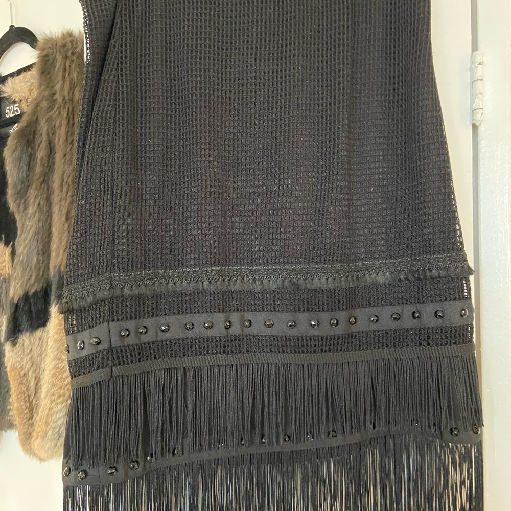 Ann Taylor Black Fringe Skirt